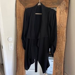 Black Chiffon Tunic Length Blazer